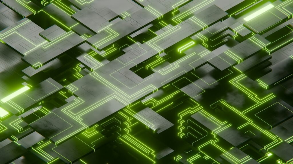 Abstract green and black geometric technology background